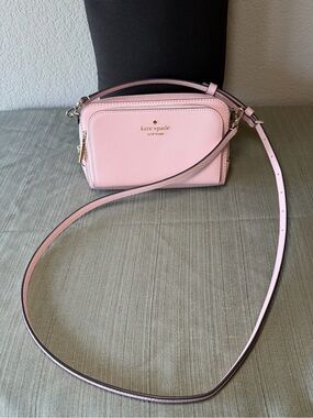 Kate Spade Light Pink Staci Mini Zip  Saffiano Leather Crossbody Bag, NWOT
